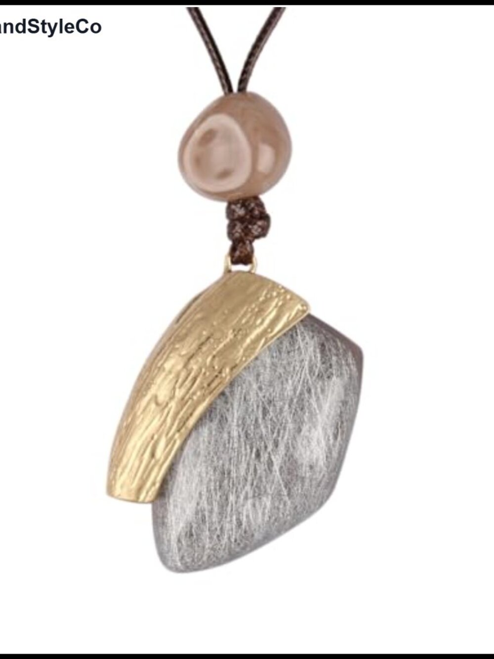 Bohemian Long Brown Faux Leather Pendant Necklace